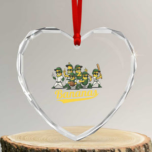 Cool Bananas Squad Playing Baseball Graphic Heart Crystal Glass Ornament for Sports Fans Entertainment TS02 Transparent Glass 3'' Heart Print Your Wear