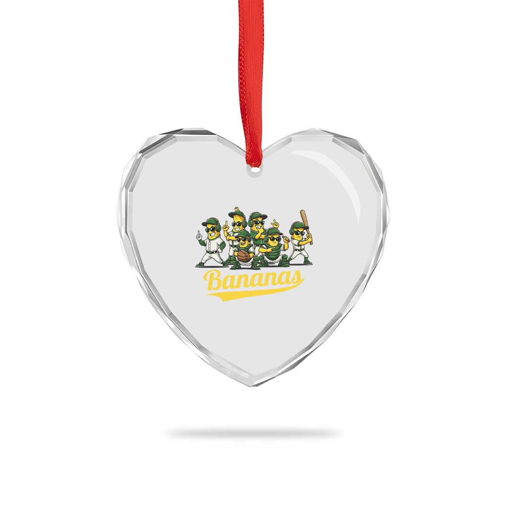 Cool Bananas Squad Playing Baseball Graphic Heart Crystal Glass Ornament for Sports Fans Entertainment TS02 Print Your Wear