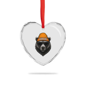 Cool Bear Chicago Graphic Heart Crystal Glass Ornament Retro Vibe City Pride Beanie and Sunglasses TS02 Print Your Wear