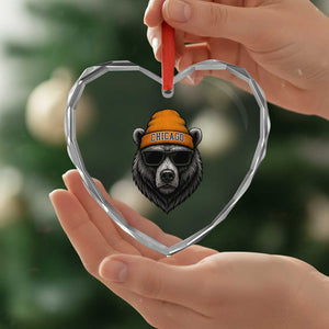 Cool Bear Chicago Graphic Heart Crystal Glass Ornament Retro Vibe City Pride Beanie and Sunglasses TS02 Print Your Wear