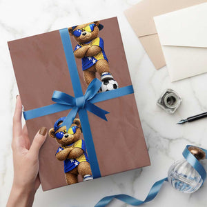 Cool Bosnia Herzegovina Flag Teddy Bear Soccer Fan Wrapping Paper Roll BIH Bosnian Heritage Football Lovers