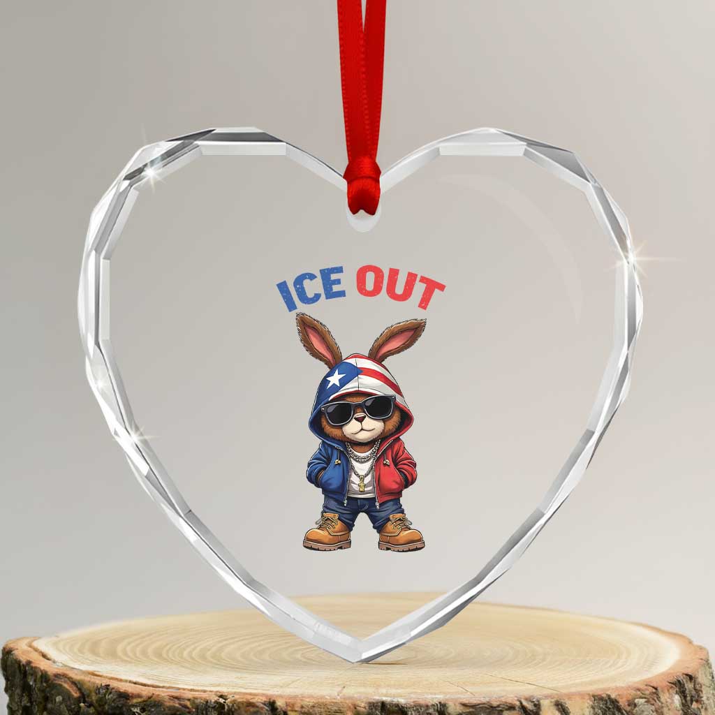 Cool Bunny Ice Out Heart Crystal Glass Ornament Puerto Rican Flag Hoodie Outfit Vibes Boricua TS10 Transparent Glass 3'' Heart Print Your Wear