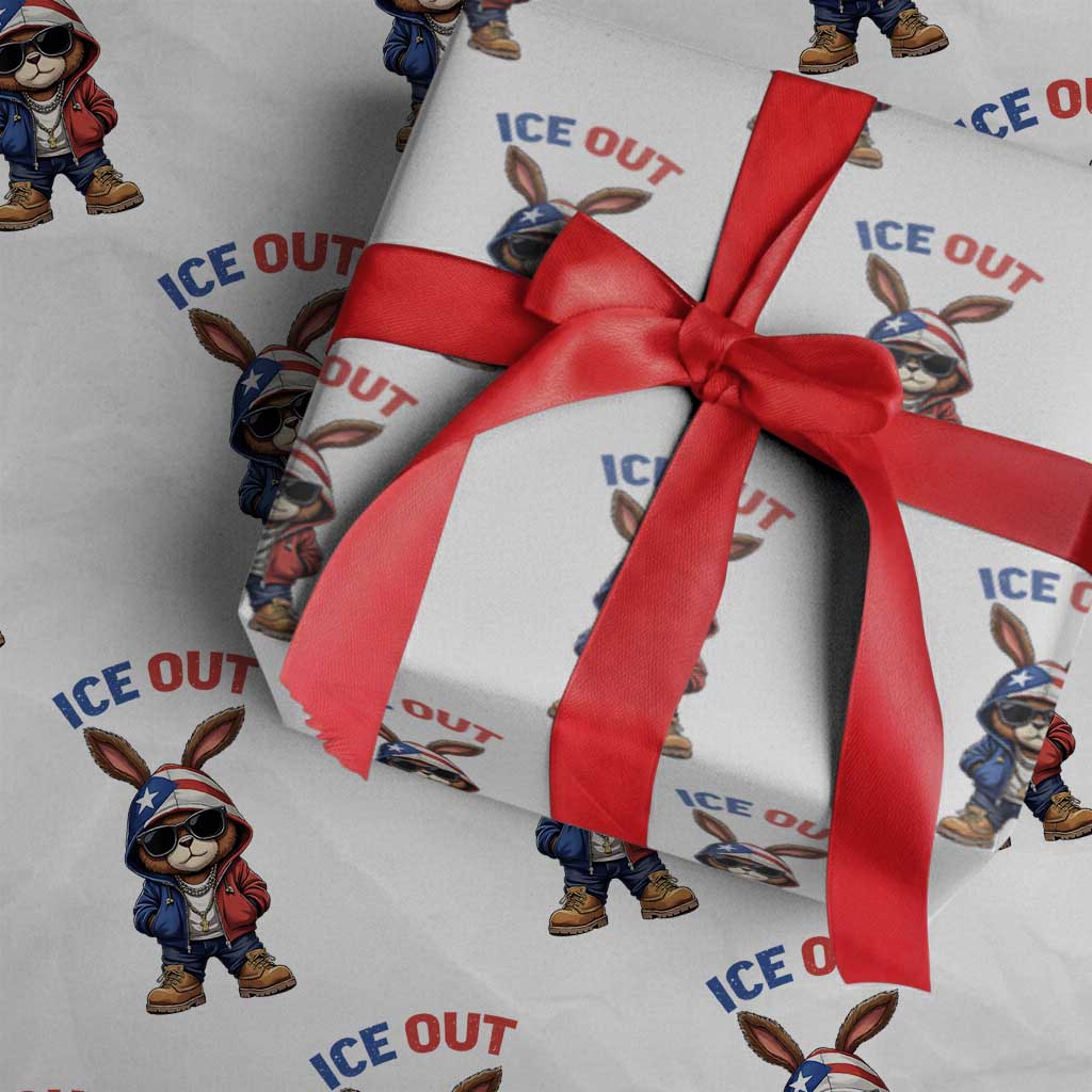 Cool Bunny Ice Out Wrapping Paper Roll Puerto Rican Flag Hoodie Outfit Vibes Boricua TS10 White Print Your Wear