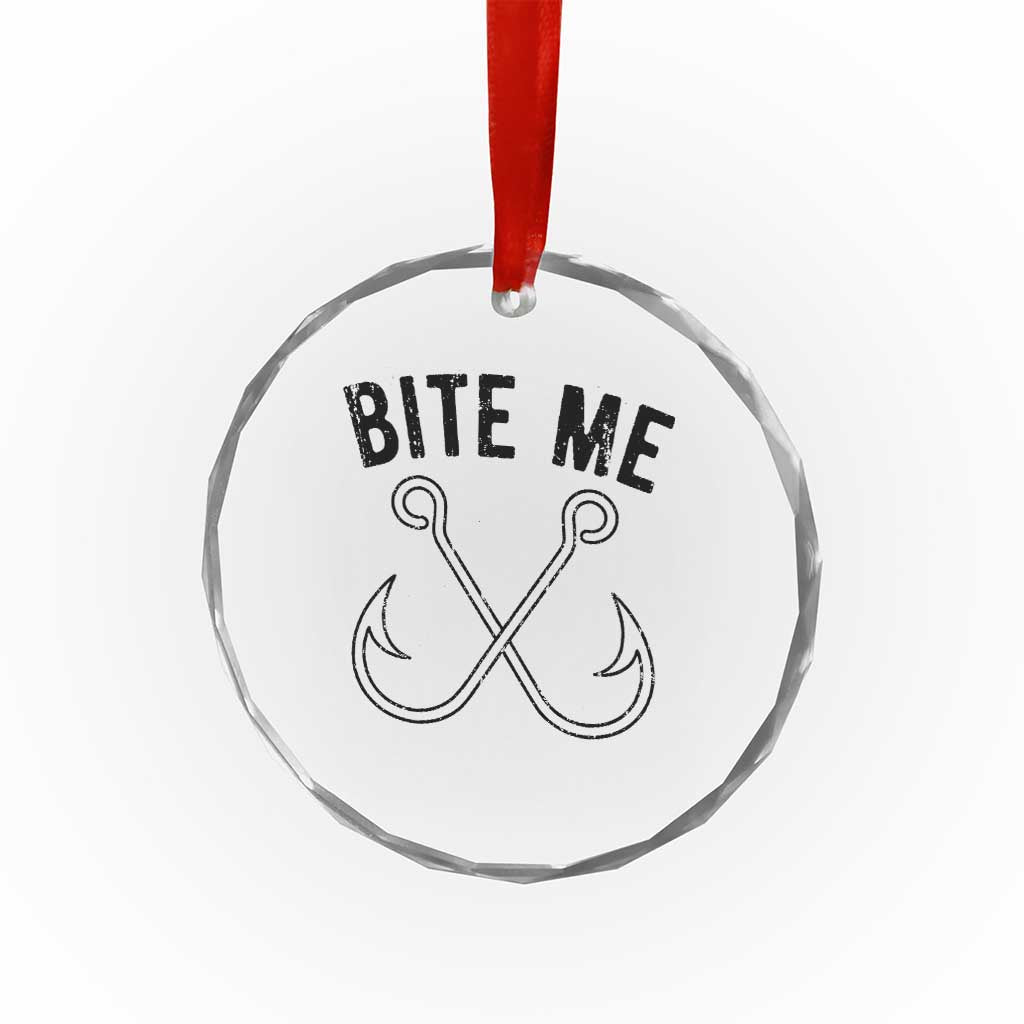 Cool Catchy Angler Crystal Glass Ornament Retro Bite Me Bass Fishing Fishermen TS10 Print Your Wear