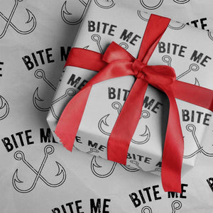 Cool Catchy Angler Wrapping Paper Roll Retro Bite Me Bass Fishing Fishermen TS10 White Print Your Wear