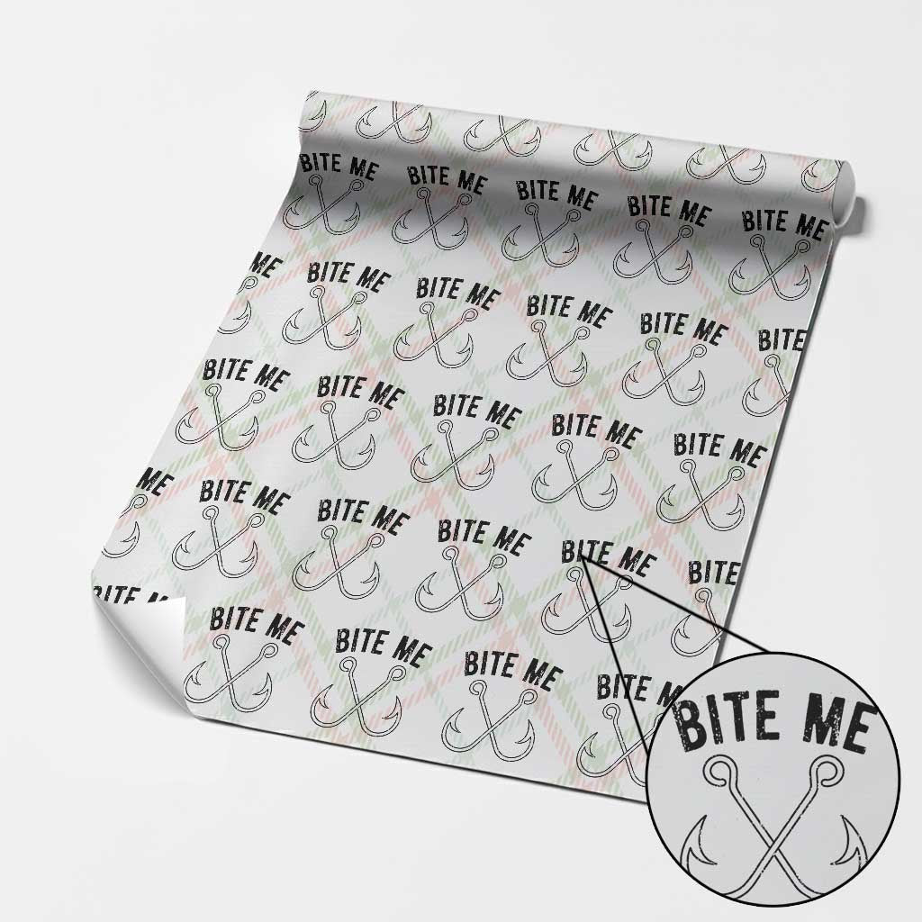 Cool Catchy Angler Wrapping Paper Roll Retro Bite Me Bass Fishing Fishermen TS10 Christmas Plaid Print Your Wear