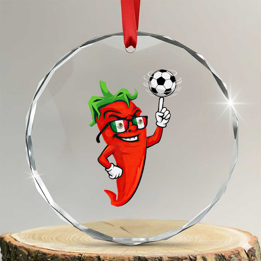 Cool Chili Pepper Soccer Player Crystal Glass Ornament Mexican Spicy Food Lover TS12 Transparent Glass 3'' Circle Print Your Wear