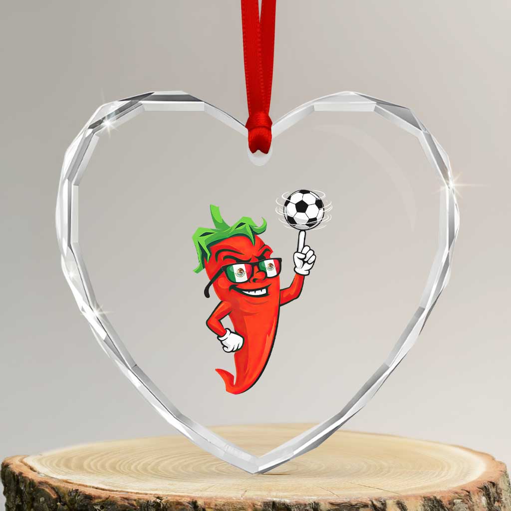 Cool Chili Pepper Soccer Player Heart Crystal Glass Ornament Mexican Spicy Food Lover TS12 Transparent Glass 3'' Heart Print Your Wear