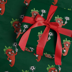 Cool Chili Pepper Soccer Player Wrapping Paper Roll Mexican Spicy Food Lover TS12 Green Print Your Wear