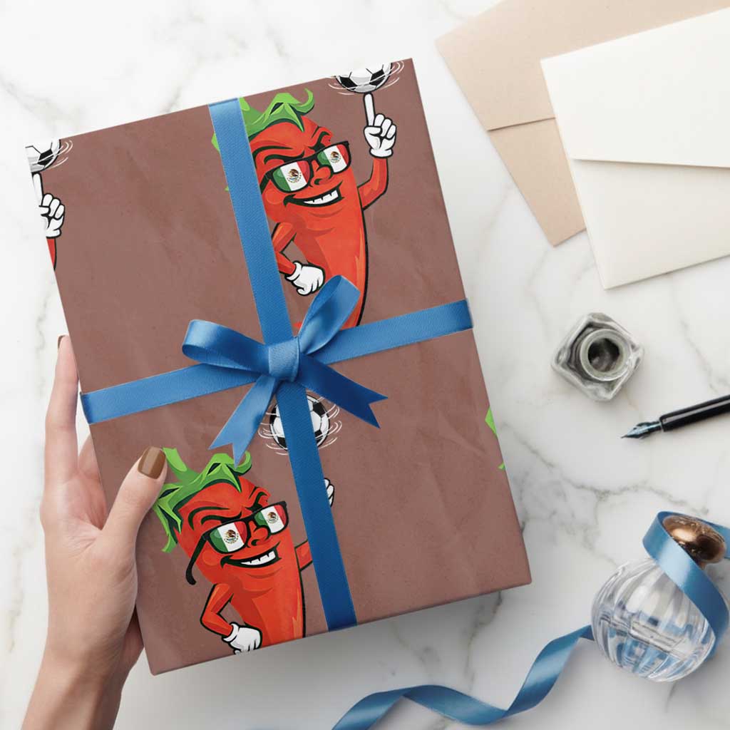 Cool Chili Pepper Soccer Player Wrapping Paper Roll Mexican Spicy Food Lover TS12 Mocha Print Your Wear