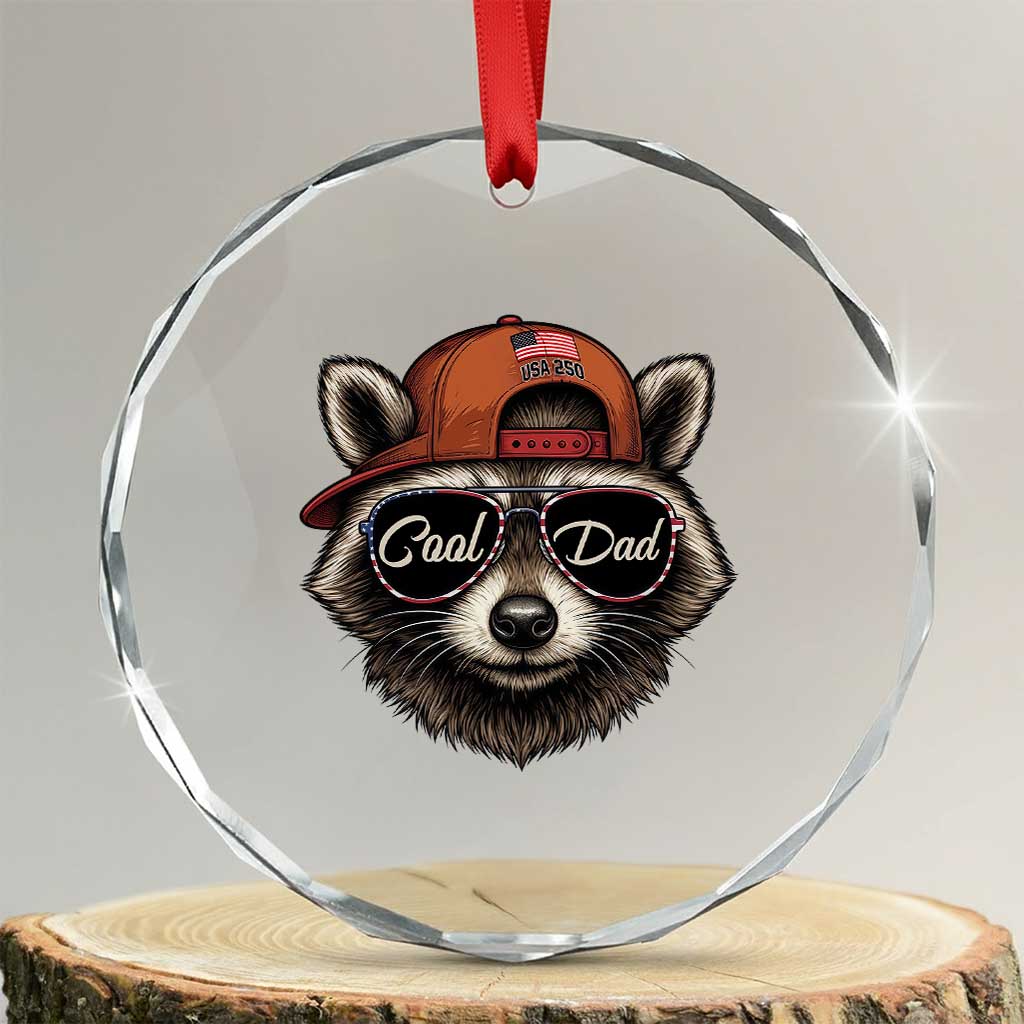 Cool Dad Crystal Glass Ornament Raccoon Daddy Father's Day Gift TS14 Transparent Glass 3'' Circle Print Your Wear