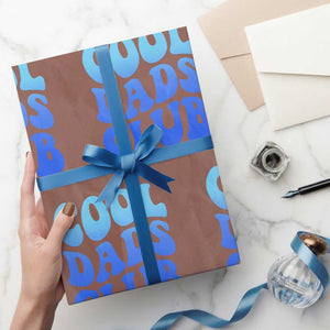 Cool Dads Club Blue Typography Wrapping Paper Roll Fathers Day Gift TS12 Mocha Print Your Wear