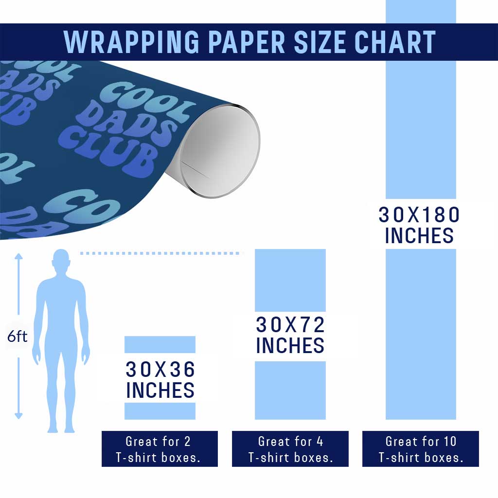 Cool Dads Club Blue Typography Wrapping Paper Roll Fathers Day Gift TS12 Print Your Wear