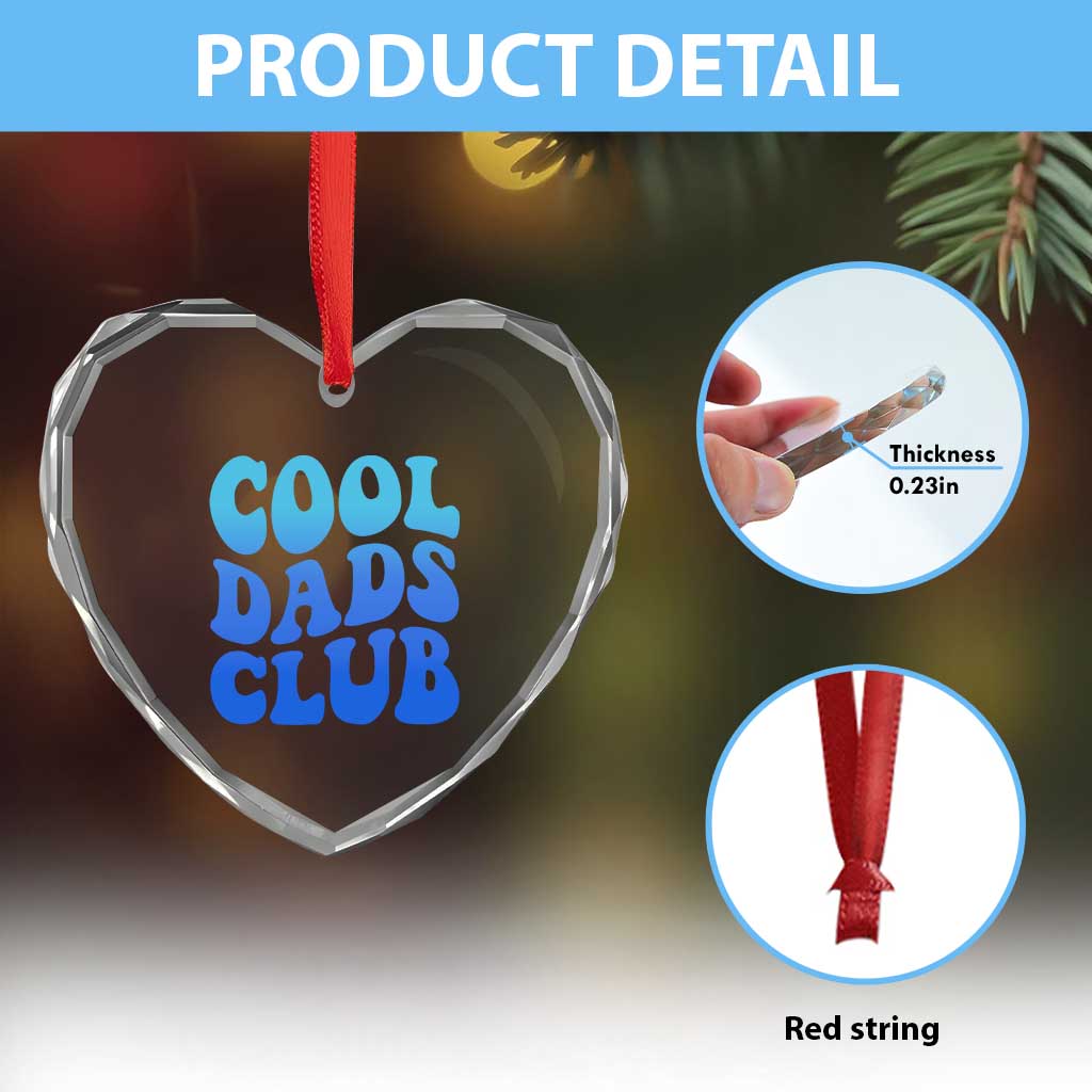 Cool Dads Club Blue Typography Heart Crystal Glass Ornament Fathers Day Gift TS12 Print Your Wear