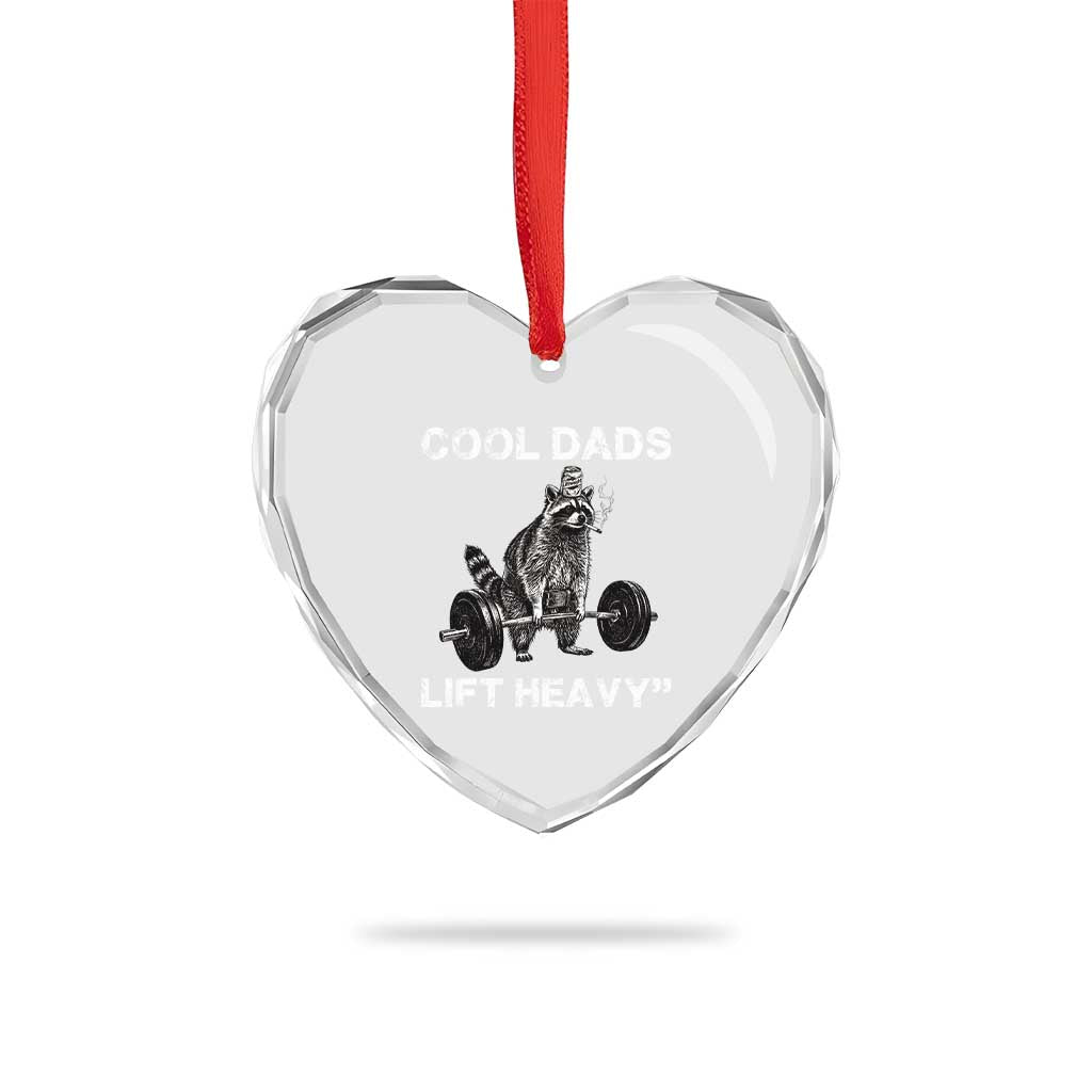Cool Dads Lift Heavy Heart Crystal Glass Ornament Gym Dad Raccoon TS14 Print Your Wear