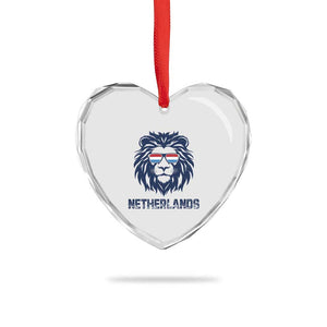 Cool Dutch Lion With Sunglasses Heart Crystal Glass Ornament Netherlands Pride Gift