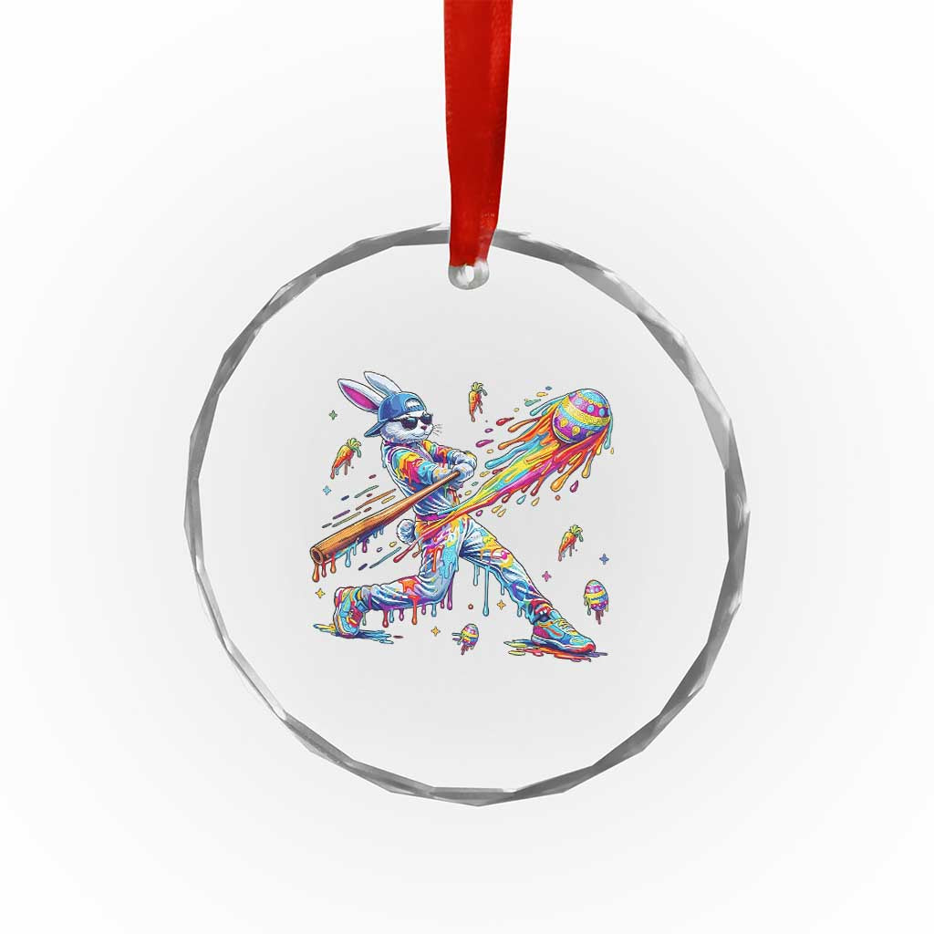 Cool Easter Bunny Baseball Player Neon Paint Splash Graphic Crystal Glass Ornament Funny Rabbit Sports with Egg Bat Hit Gift TS02 Print Your Wear