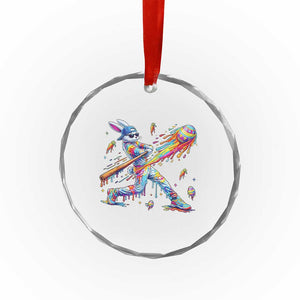 Cool Easter Bunny Baseball Player Neon Paint Splash Graphic Crystal Glass Ornament Funny Rabbit Sports with Egg Bat Hit Gift TS02 Print Your Wear