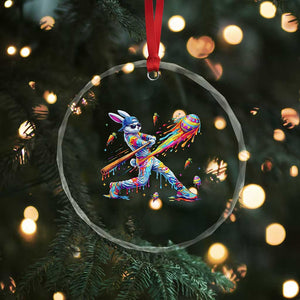 Cool Easter Bunny Baseball Player Neon Paint Splash Graphic Crystal Glass Ornament Funny Rabbit Sports with Egg Bat Hit Gift TS02 Print Your Wear