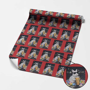 Cool Easter Bunny Drinking Iced Coffee Graphic Wrapping Paper Roll Funny Sunglasses Rabbit Spring Aesthetic TS02 Red Print Your Wear