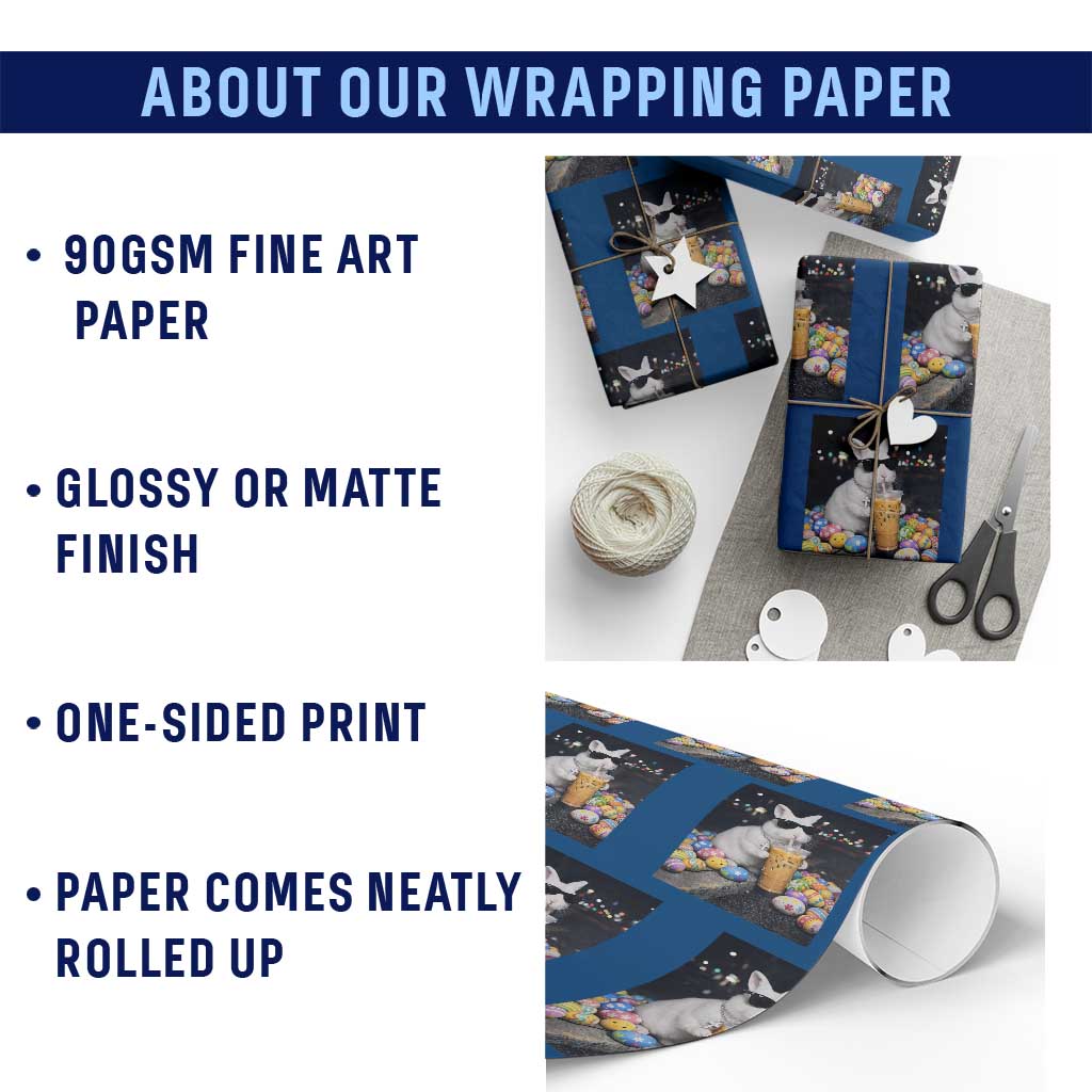 Cool Easter Bunny Drinking Iced Coffee Graphic Wrapping Paper Roll Funny Sunglasses Rabbit Spring Aesthetic TS02 Print Your Wear