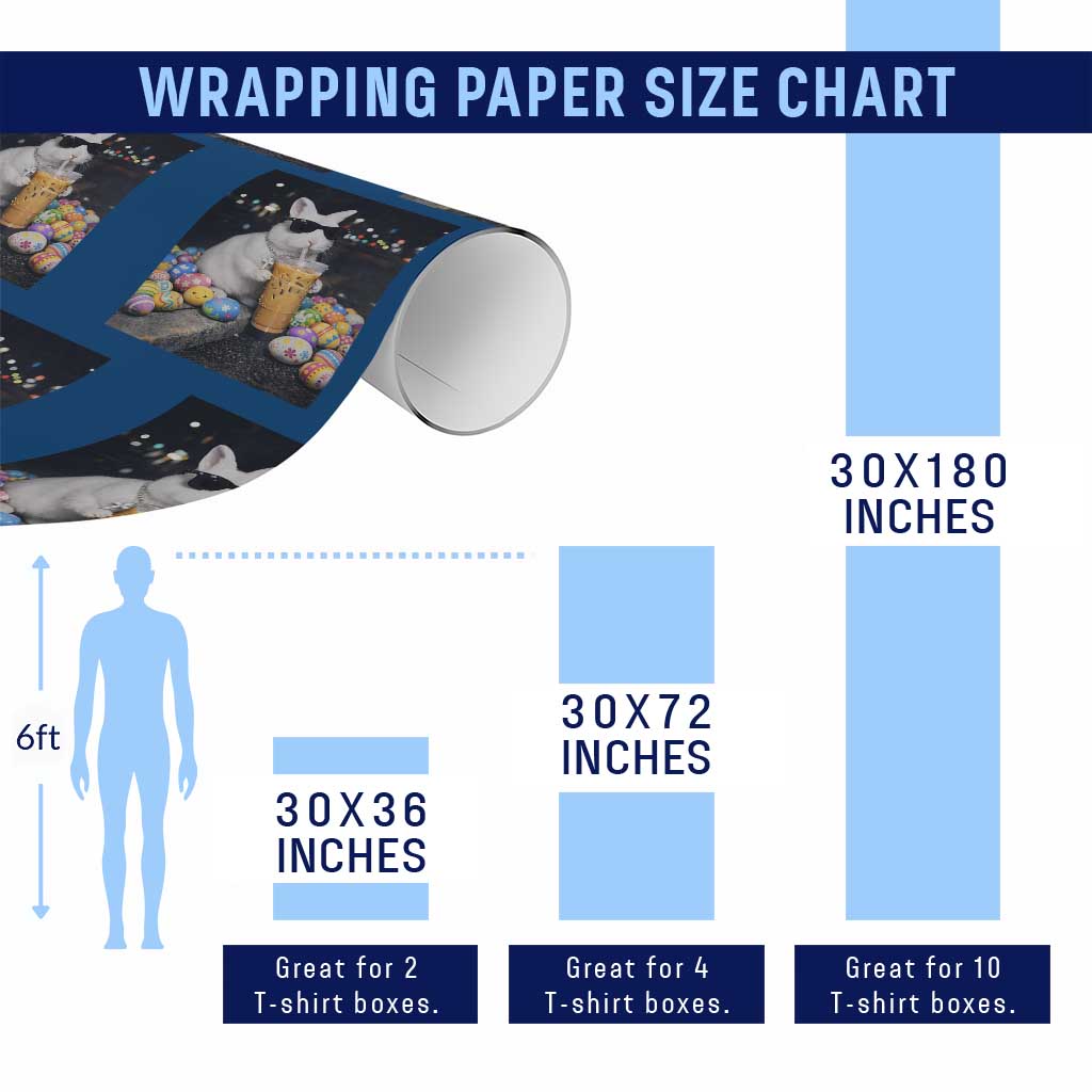 Cool Easter Bunny Drinking Iced Coffee Graphic Wrapping Paper Roll Funny Sunglasses Rabbit Spring Aesthetic TS02 Print Your Wear