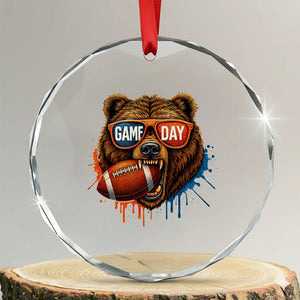 Cool Game Day Bear Graphic Crystal Glass Ornament Bold Football Fan Dripping Paint TS02 Transparent Glass 3'' Circle Print Your Wear