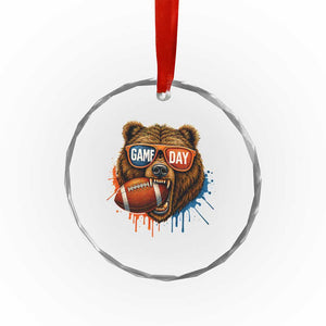 Cool Game Day Bear Graphic Crystal Glass Ornament Bold Football Fan Dripping Paint TS02 Print Your Wear