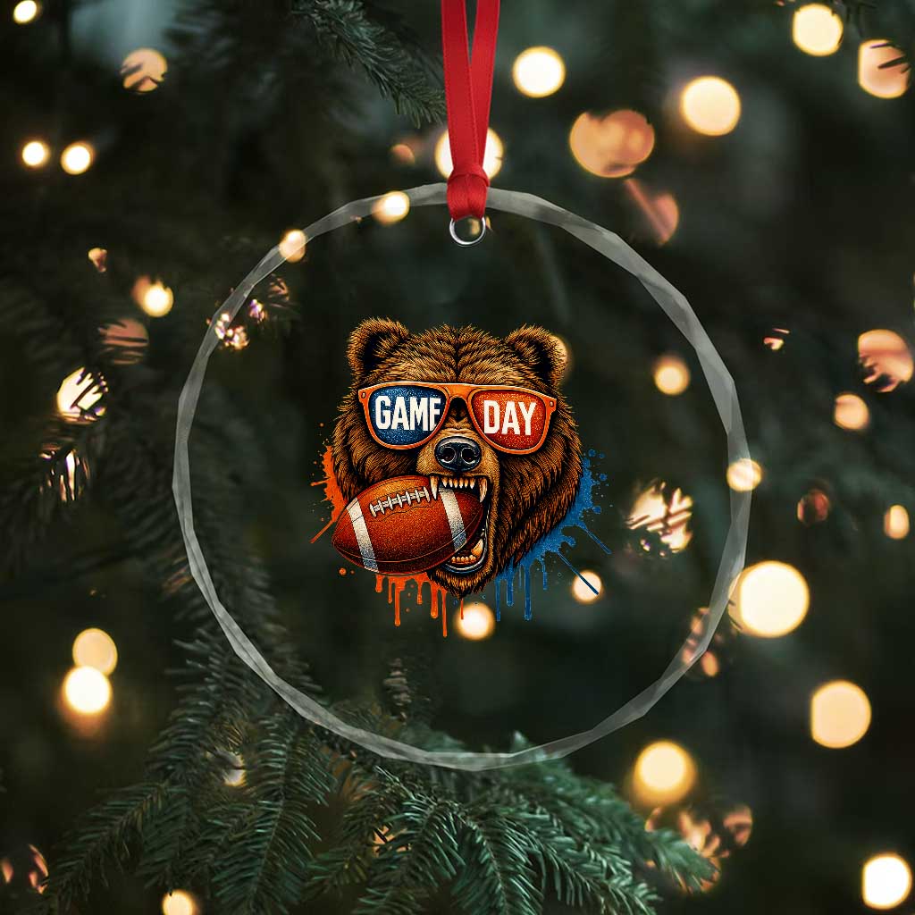 Cool Game Day Bear Graphic Crystal Glass Ornament Bold Football Fan Dripping Paint TS02 Print Your Wear