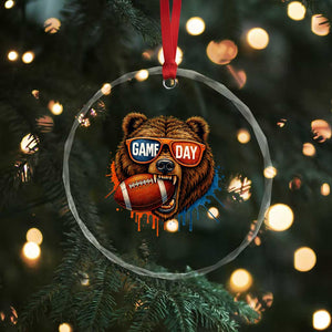 Cool Game Day Bear Graphic Crystal Glass Ornament Bold Football Fan Dripping Paint TS02 Print Your Wear