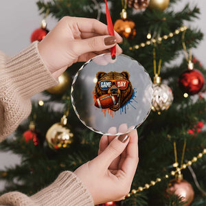 Cool Game Day Bear Graphic Crystal Glass Ornament Bold Football Fan Dripping Paint TS02 Print Your Wear