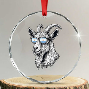 Cool Goat With Sunglasses Argentinian Flag Crystal Glass Ornament Argentina Soccer Football Game Day Supporter TS14 Transparent Glass 3'' Circle Print Your Wear