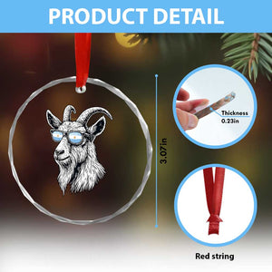 Cool Goat With Sunglasses Argentinian Flag Crystal Glass Ornament Argentina Soccer Football Game Day Supporter TS14 Print Your Wear