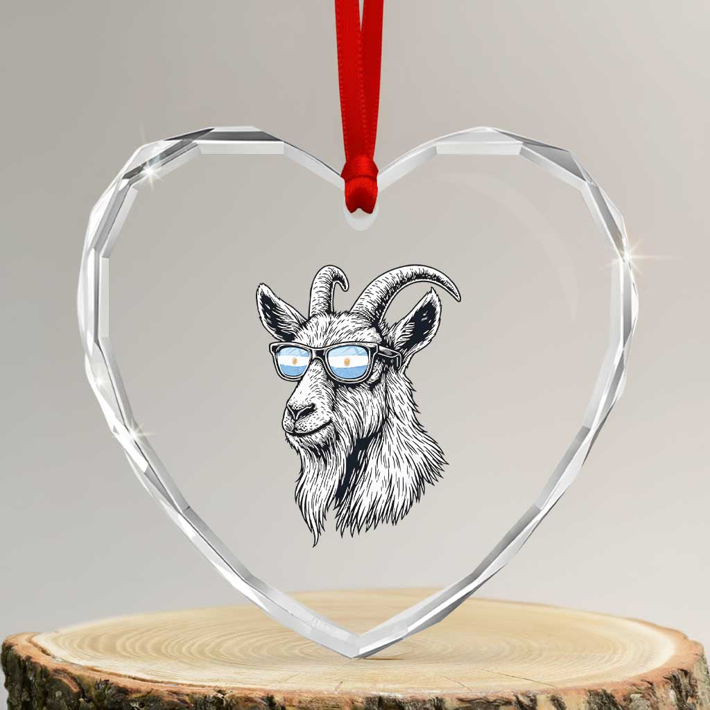 Cool Goat With Sunglasses Argentinian Flag Heart Crystal Glass Ornament Argentina Soccer Football Game Day Supporter TS14 Transparent Glass 3'' Heart Print Your Wear