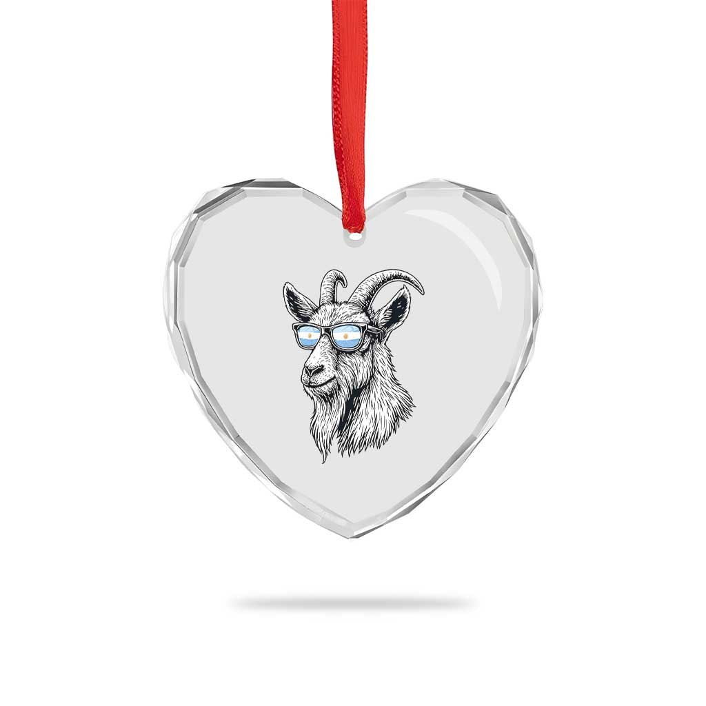 Cool Goat With Sunglasses Argentinian Flag Heart Crystal Glass Ornament Argentina Soccer Football Game Day Supporter TS14 Print Your Wear