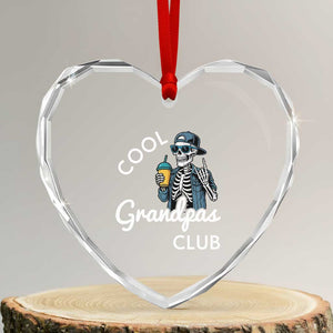 Cool Grandpas Club Heart Crystal Glass Ornament Fathers Day Best Grandpa Skeleton