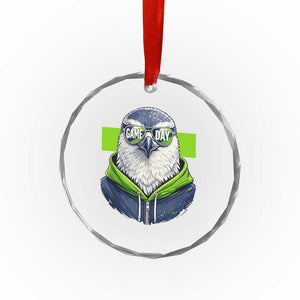 Cool Hawk Wearing Hoodie Graphic Crystal Glass Ornament Game Day Swagger TS02 Print Your Wear