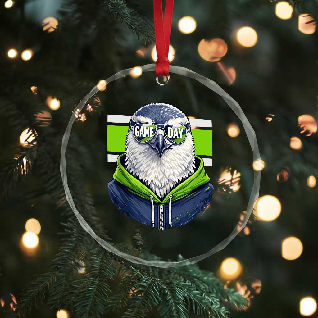 Cool Hawk Wearing Hoodie Graphic Crystal Glass Ornament Game Day Swagger TS02 Print Your Wear