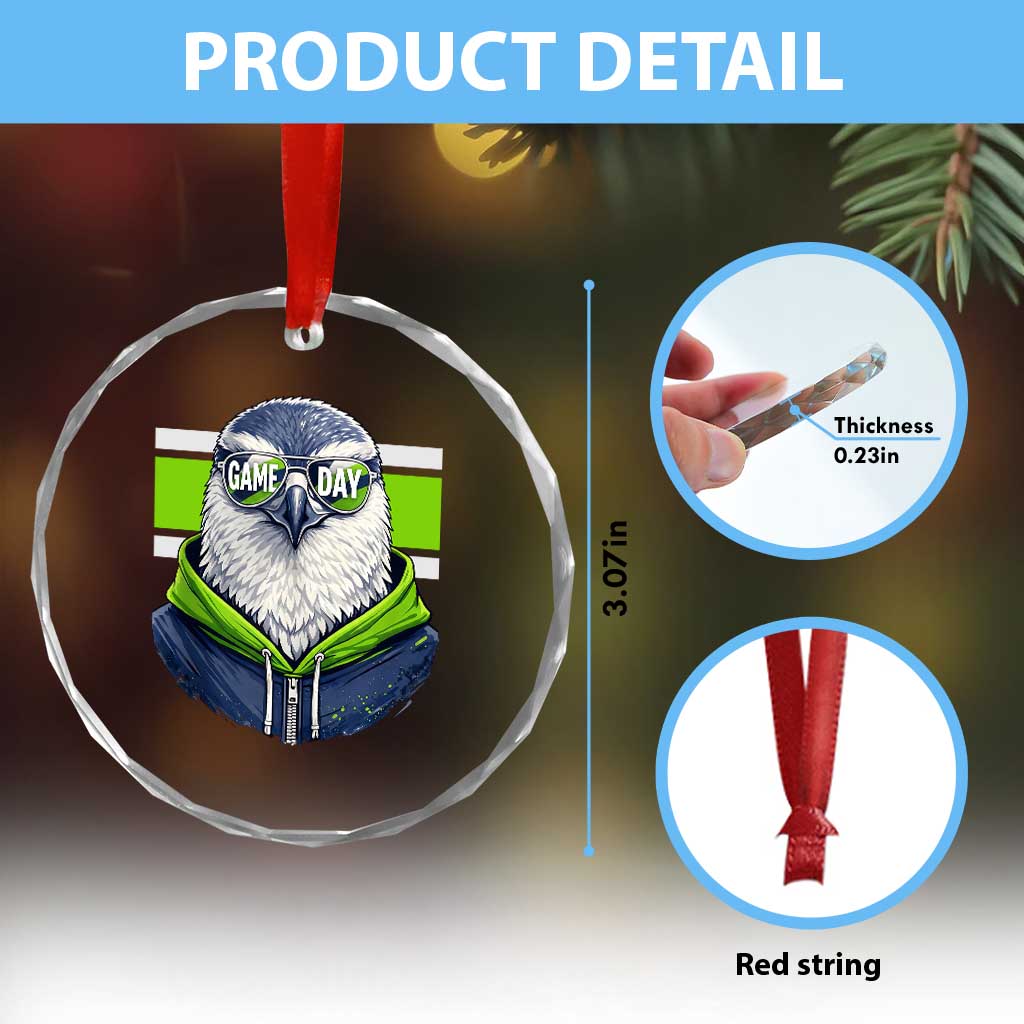 Cool Hawk Wearing Hoodie Graphic Crystal Glass Ornament Game Day Swagger TS02 Print Your Wear