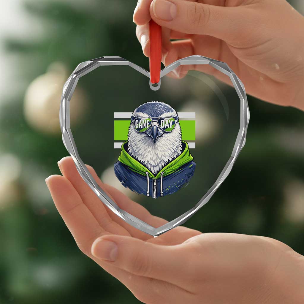 Cool Hawk Wearing Hoodie Graphic Heart Crystal Glass Ornament Game Day Swagger TS02 Print Your Wear