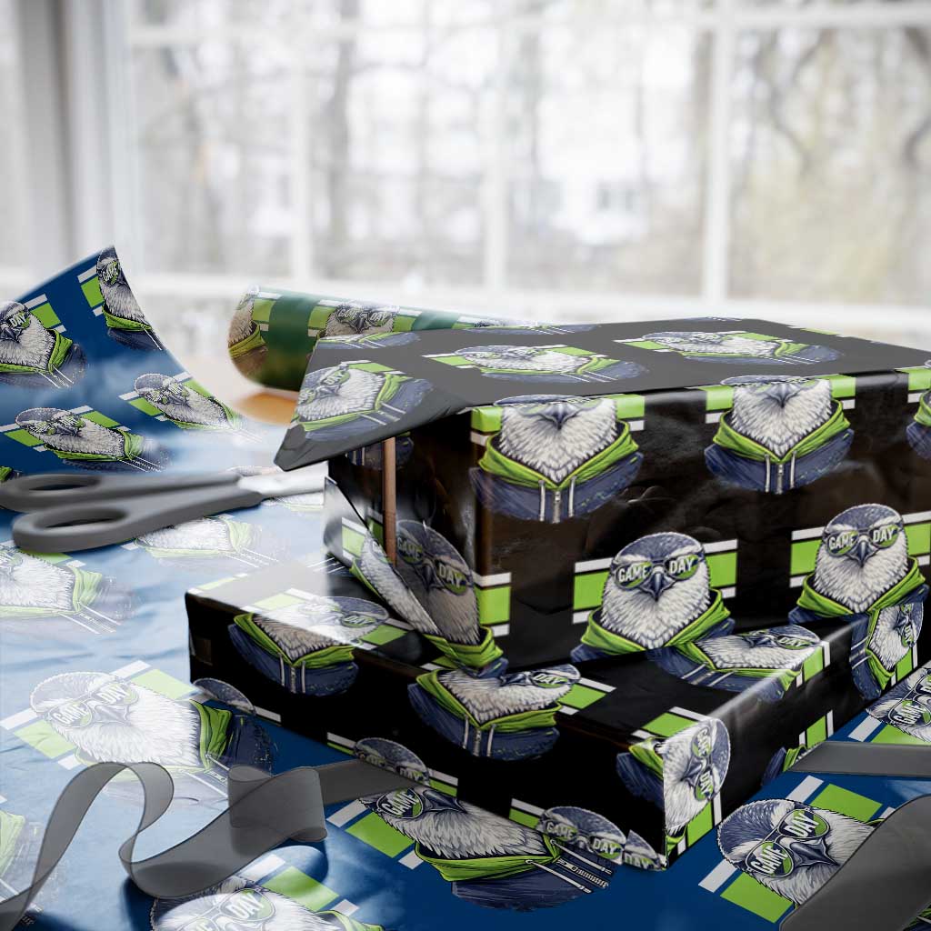 Cool Hawk Wearing Hoodie Graphic Wrapping Paper Roll Game Day Swagger TS02 Black Print Your Wear