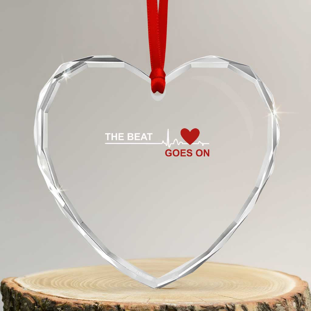Cool Heart Surgery Survivor Heart Crystal Glass Ornament Heart Attack Surgery The Beat Goes On Rehab Recover TS10 Transparent Glass 3'' Heart Print Your Wear