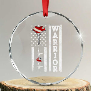 Cool Heart Surgery Warrior Crystal Glass Ornament Coronary Bypass Artery Open Heart Surgery Heartbeat American Flag