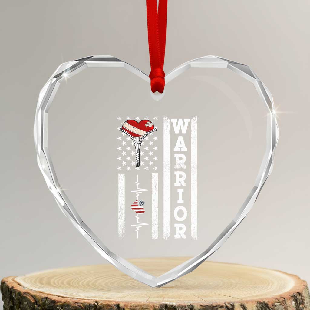 Cool Heart Surgery Warrior Heart Crystal Glass Ornament Coronary Bypass Artery Open Heart Surgery Heartbeat American Flag