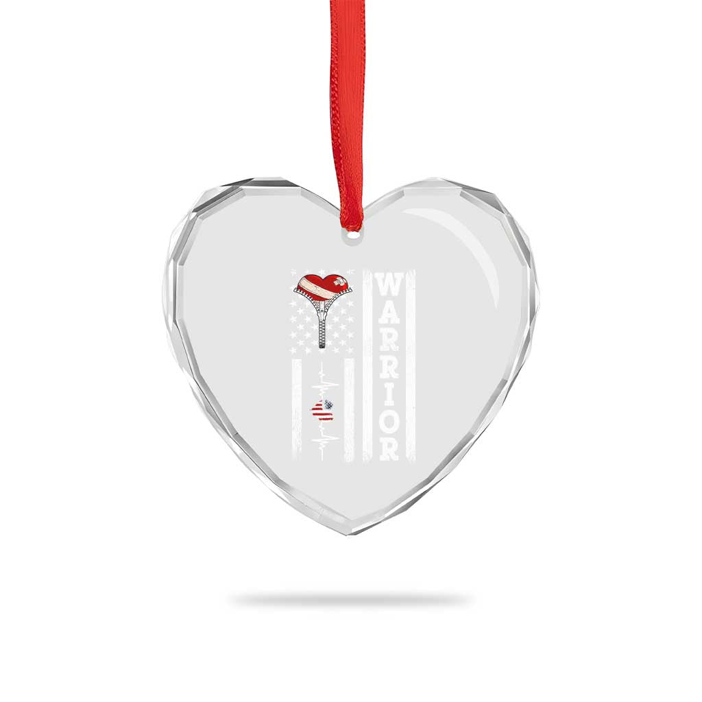 Cool Heart Surgery Warrior Heart Crystal Glass Ornament Coronary Bypass Artery Open Heart Surgery Heartbeat American Flag