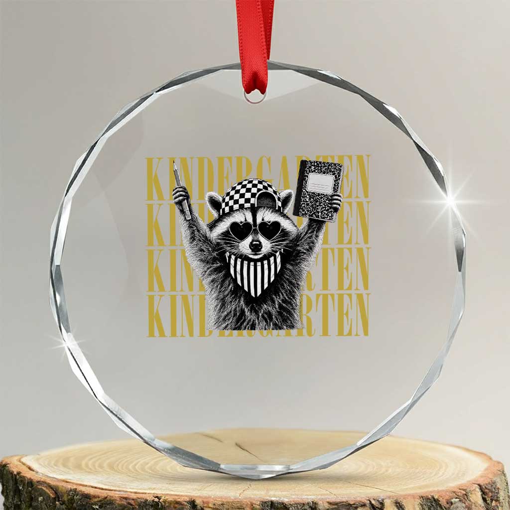 Cool Kindergarten Raccoon Back to School Crystal Glass Ornament First Day of School Funny Kids Gift TS02 Transparent Glass 3'' Circle Print Your Wear