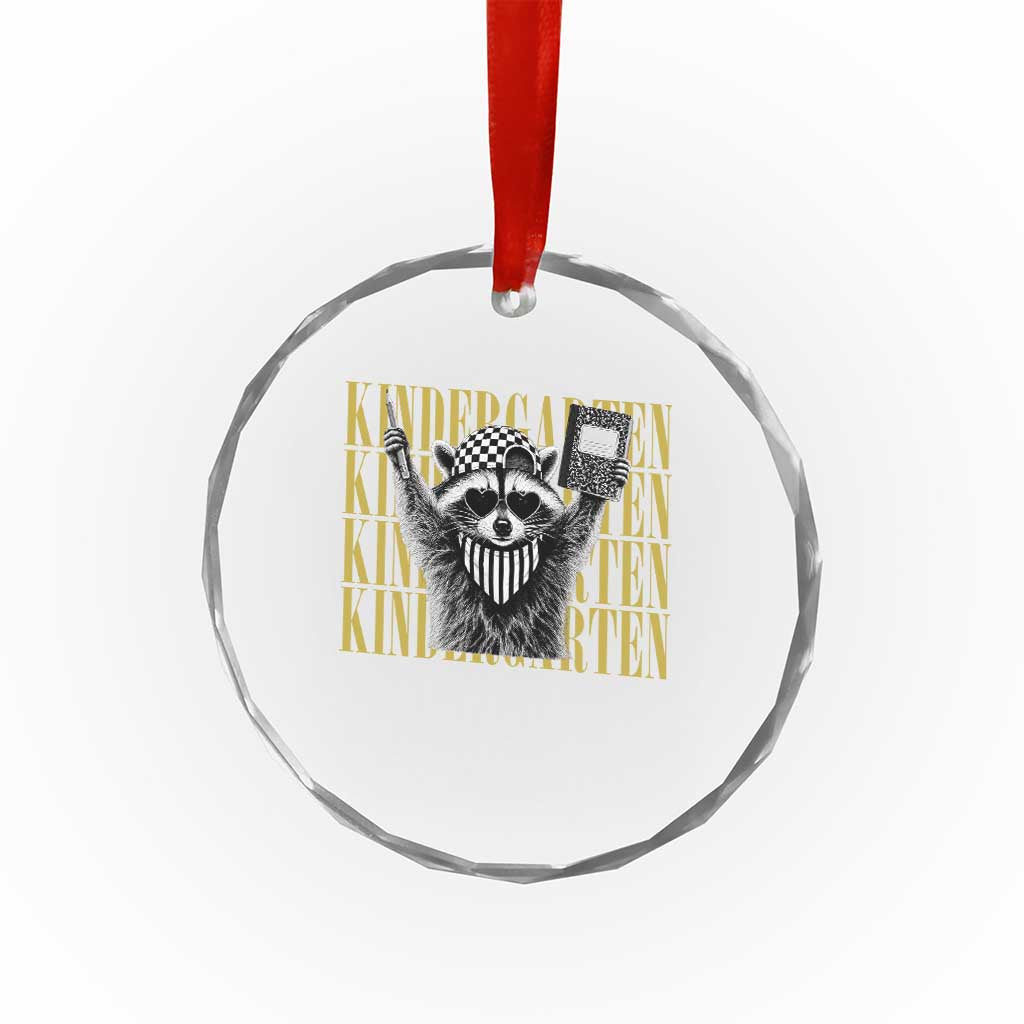 Cool Kindergarten Raccoon Back to School Crystal Glass Ornament First Day of School Funny Kids Gift