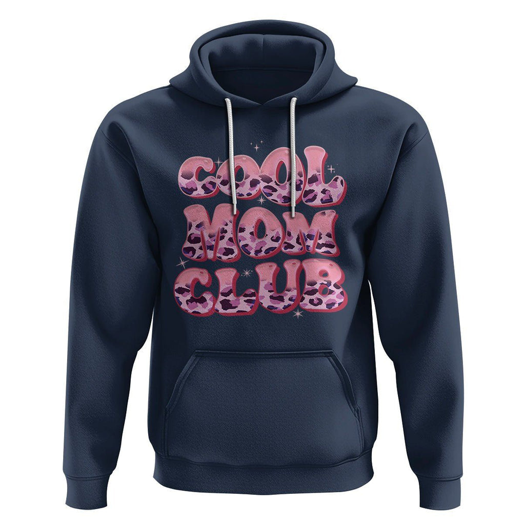 Cool Mom Club Hoodie Pink Leopard Mama Club Mother's Day TS02 Navy Printyourwear
