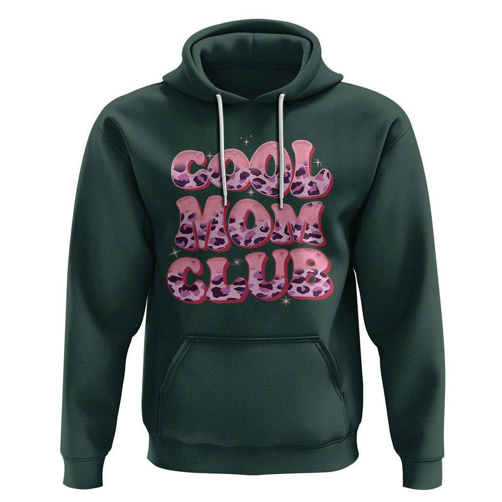 Cool Mom Club Hoodie Pink Leopard Mama Club Mother's Day TS02 Dark Forest Green Printyourwear