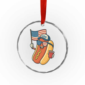 Cool Patriotic Hot Dog Crystal Glass Ornament Funny 4th of July Cookout 4th of July American Flag TS02 Print Your Wear